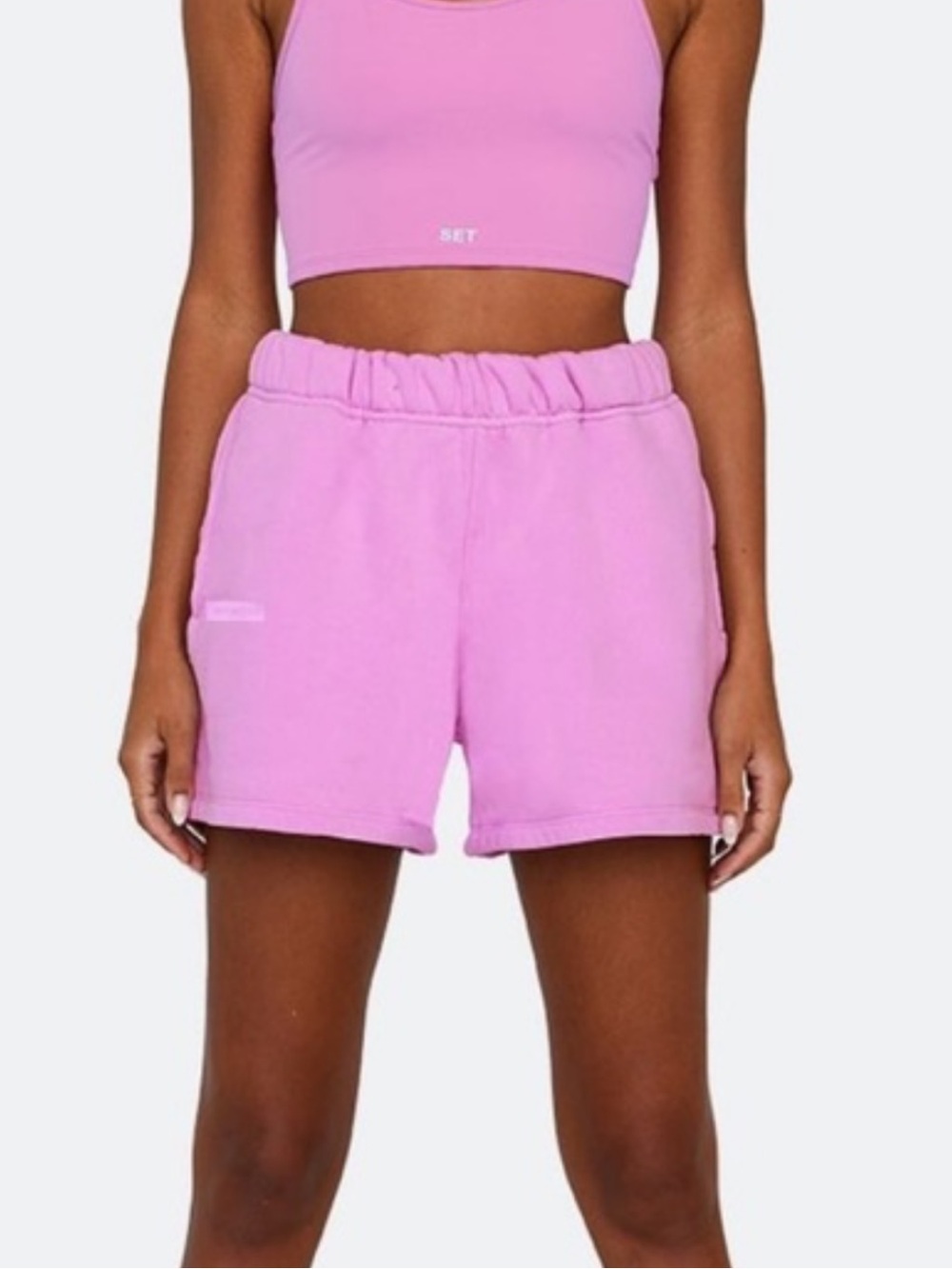SET Active Pink Elastic-Waist Athletic Shorts